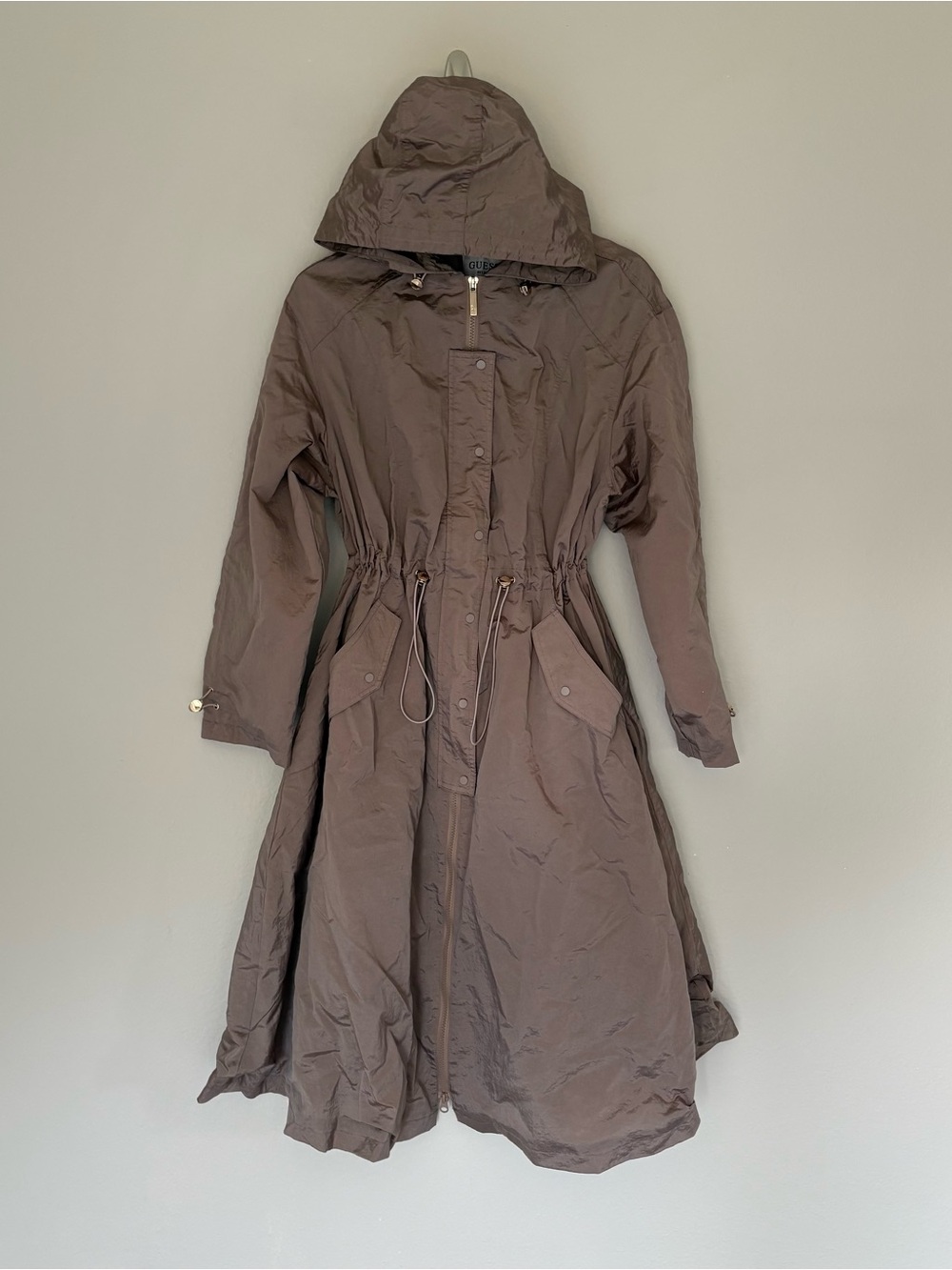 NWT Guess Kelsi Hoodie Pack Parka Long Summer Clay Taupe Water Resistant Size S